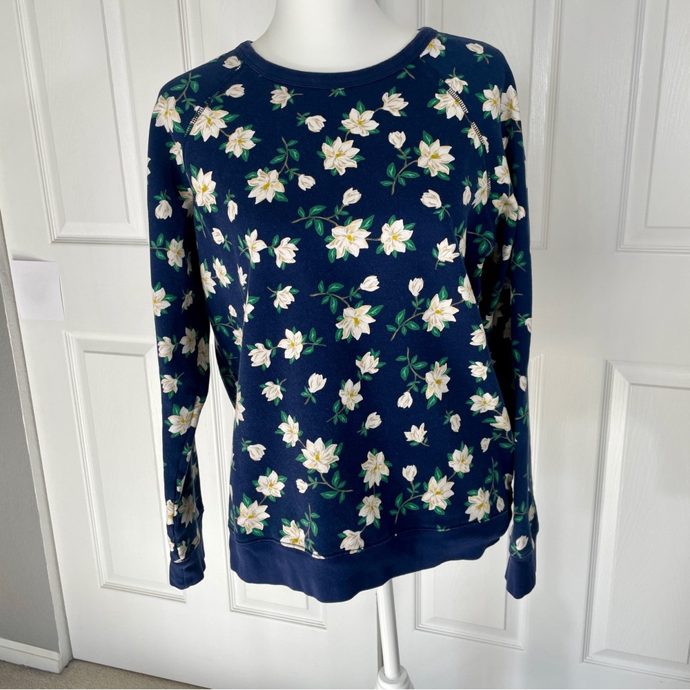 Draper James XL Sweatshirt Navy Magnolia Floral Print
